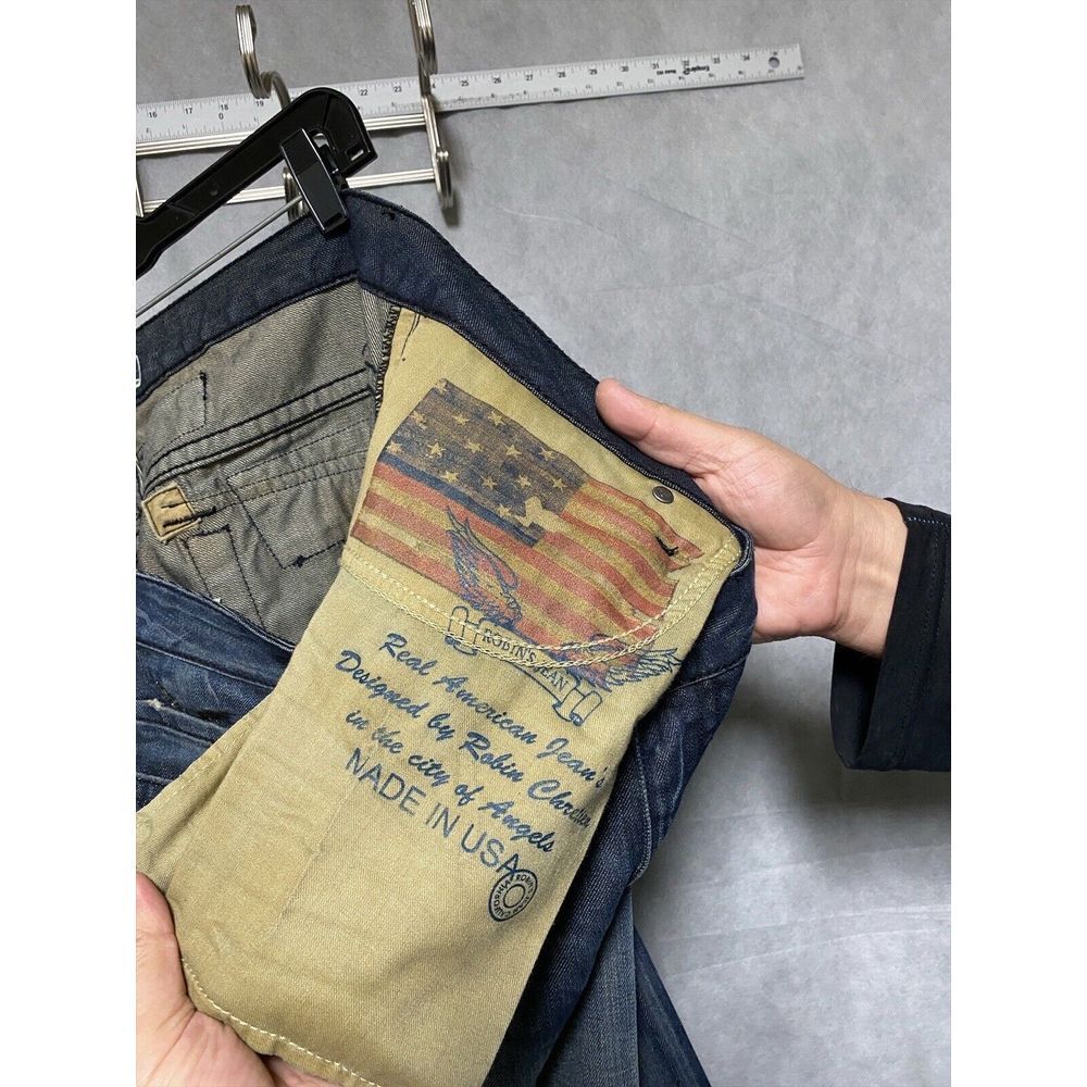 NWT Robin's Jeans Men 44 R‎ Pocket Long Flap Swarovski Rhinestone Studs Straight - Picture 14 of 16